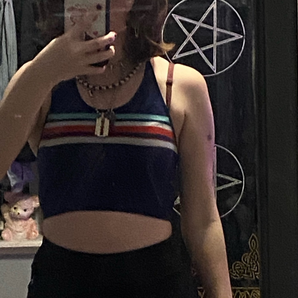 striped halter tank
